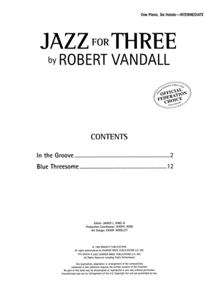 Book cover for Jazz for Three - Piano Trio (1 Piano, 6 Hands)
