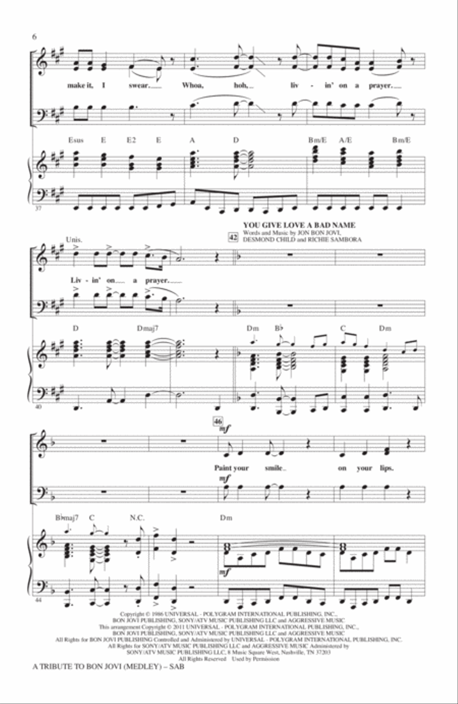 A Tribute To Bon Jovi (Medley) 3-Part scores gallery preview page 5