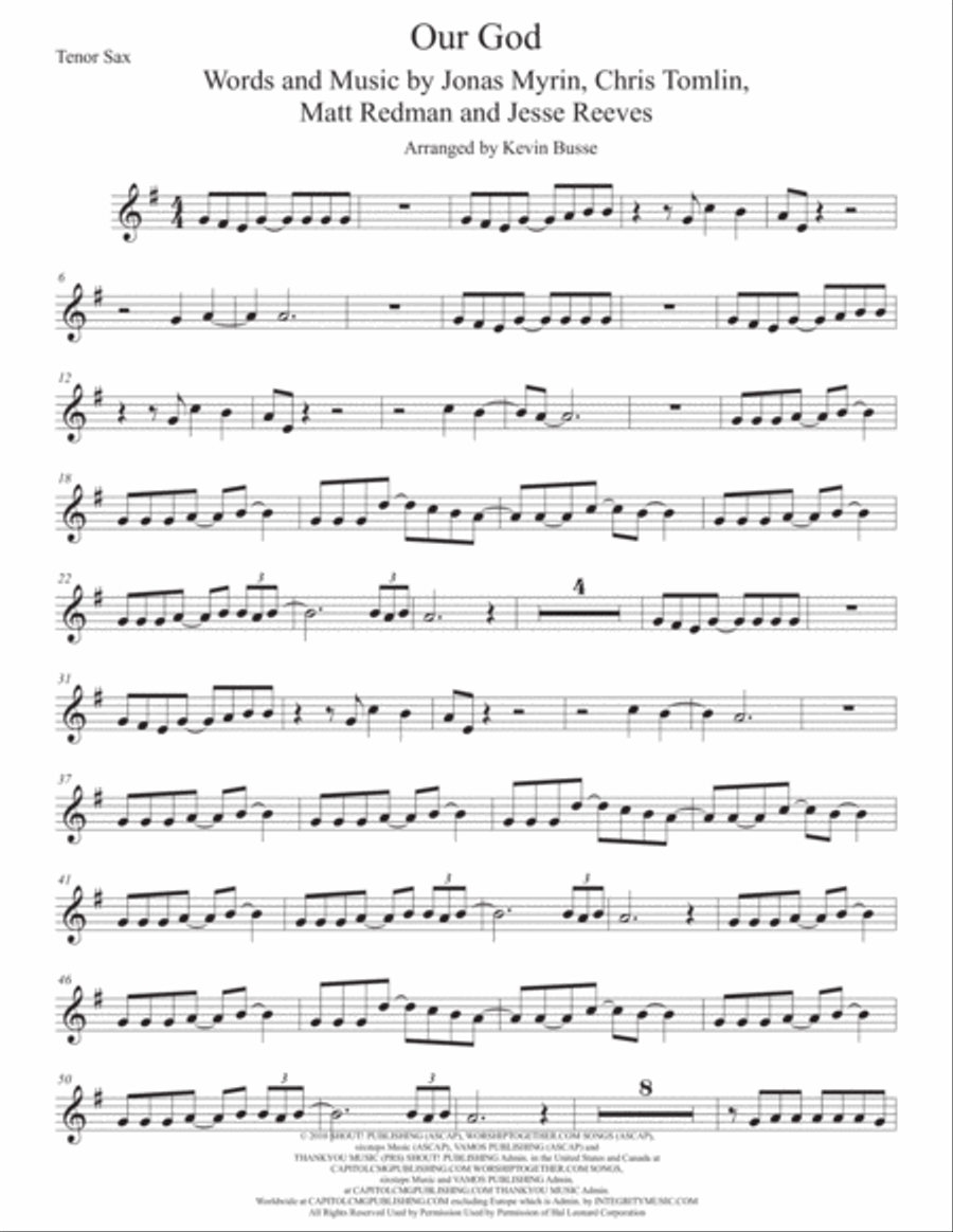 Our God Tenor Saxophone scores gallery preview page 1