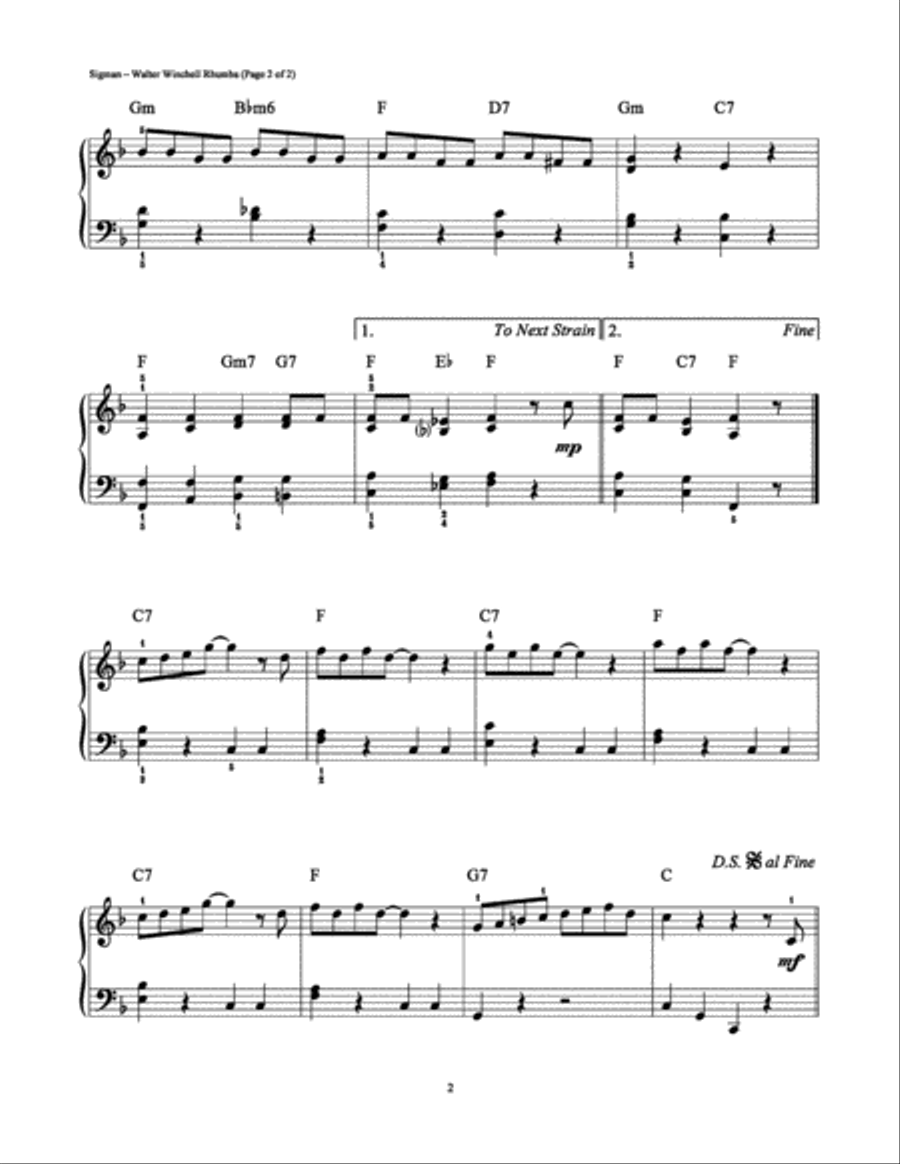 Walter Winchell Rhumba Easy Piano scores gallery preview page 2