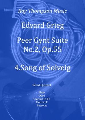 Book cover for Grieg: Peer Gynt Suite No.2 Op.55 No.4 Song of Solveig - wind quintet
