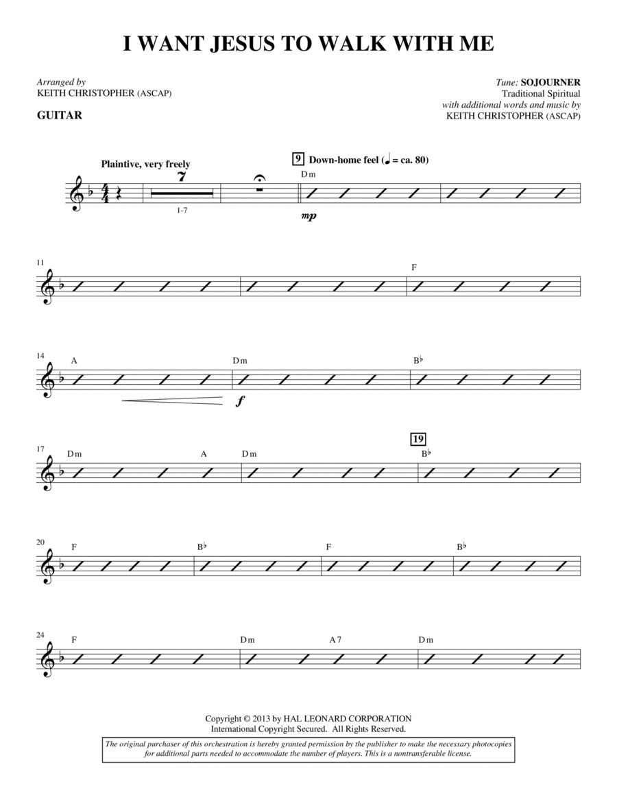 I Want Jesus to Walk with Me - Guitar Choir scores gallery preview page 1
