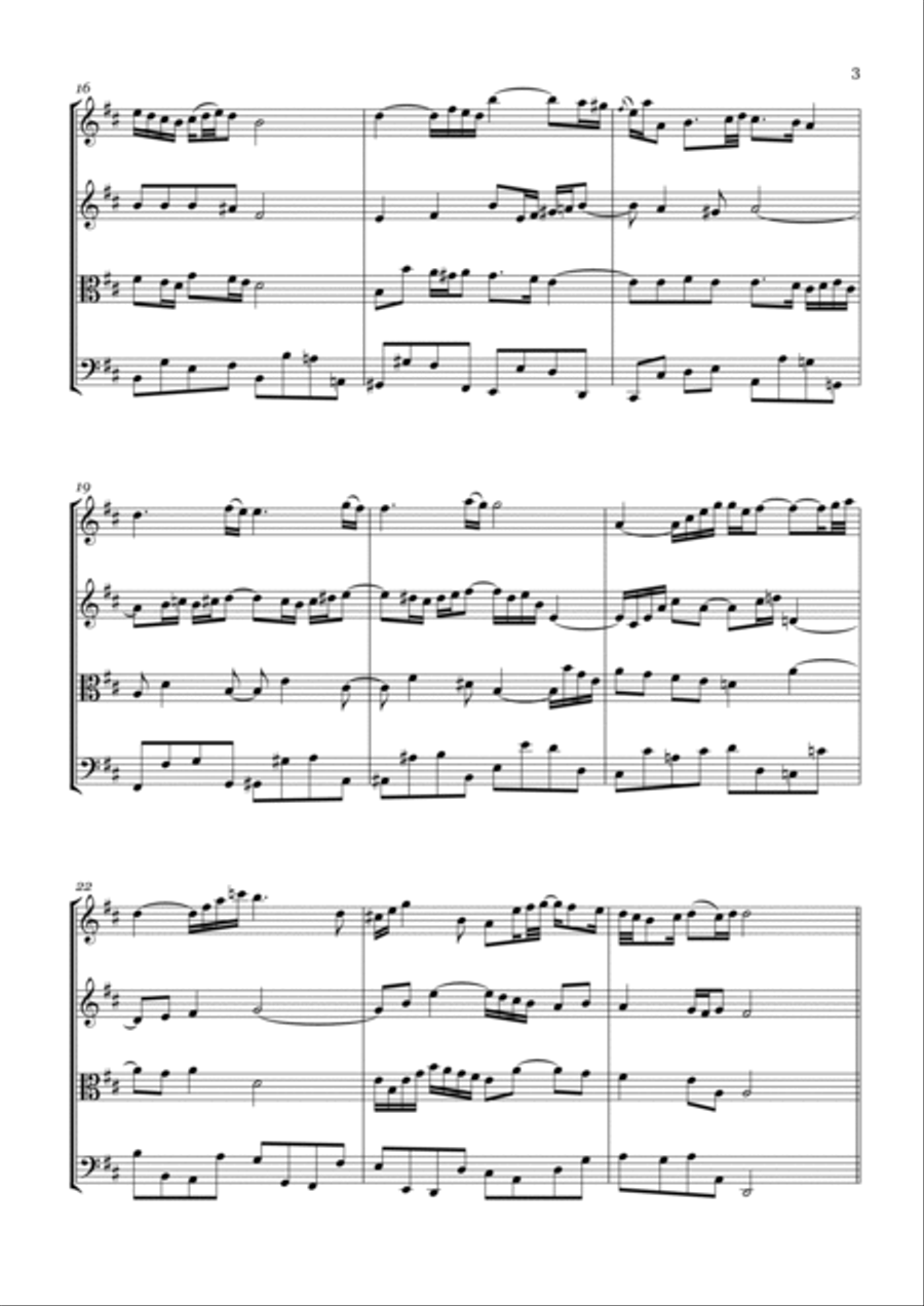 Bach - Air on the G String for String Quartet String Quartet scores gallery preview page 3
