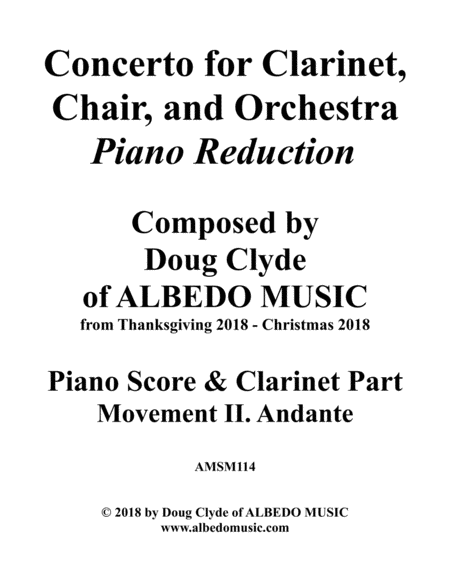 Concerto for Clarinet, Chair, and Orchestra. Piano Reduction. Movement II. Andante. image number null