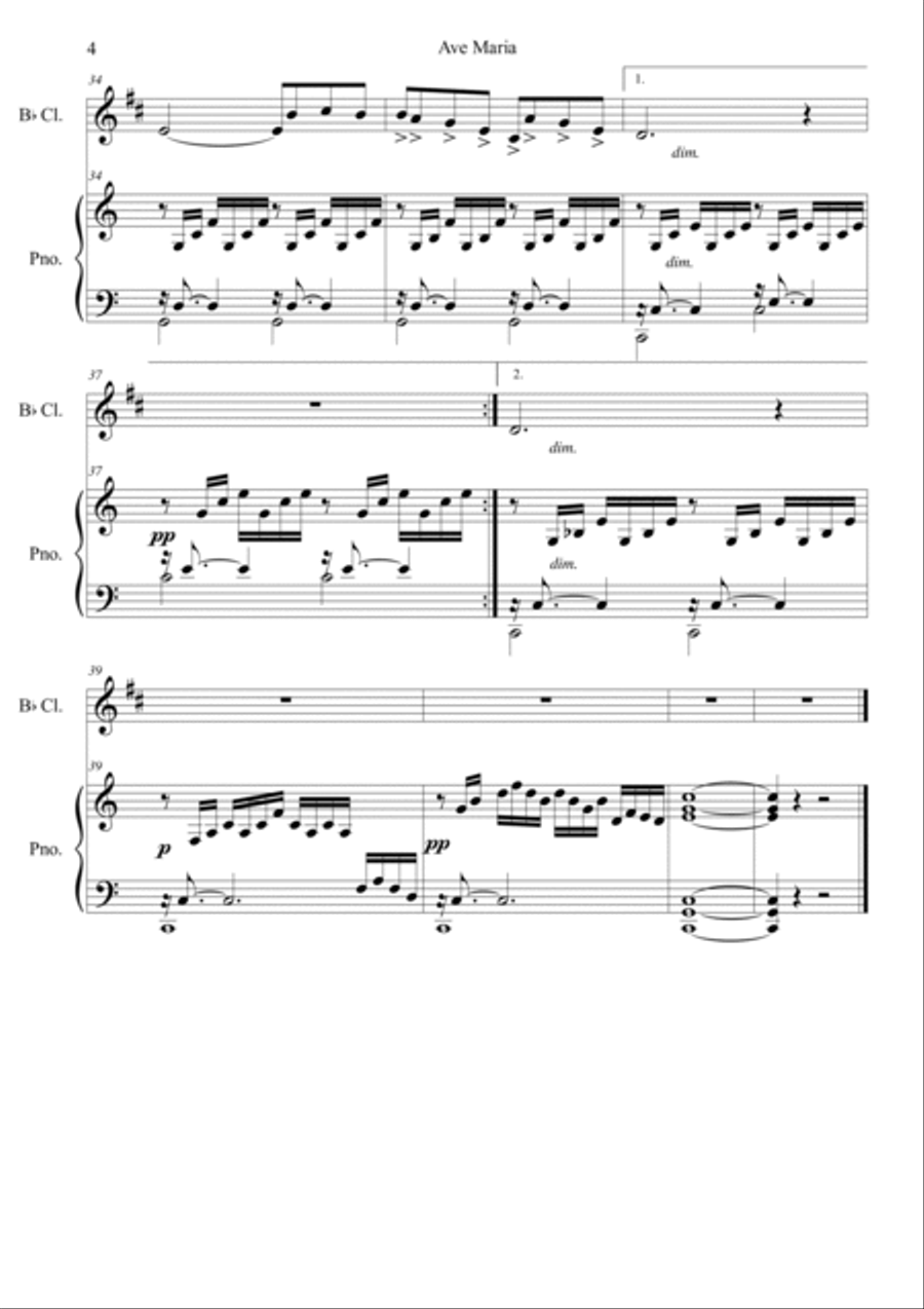 Ave Maria Clarinet Solo scores gallery preview page 4