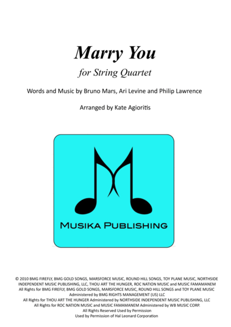 Marry You Marry You String Quartet scores gallery preview page 1