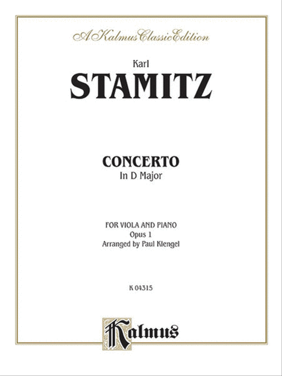 Book cover for Concerto in D Major, Op. 1