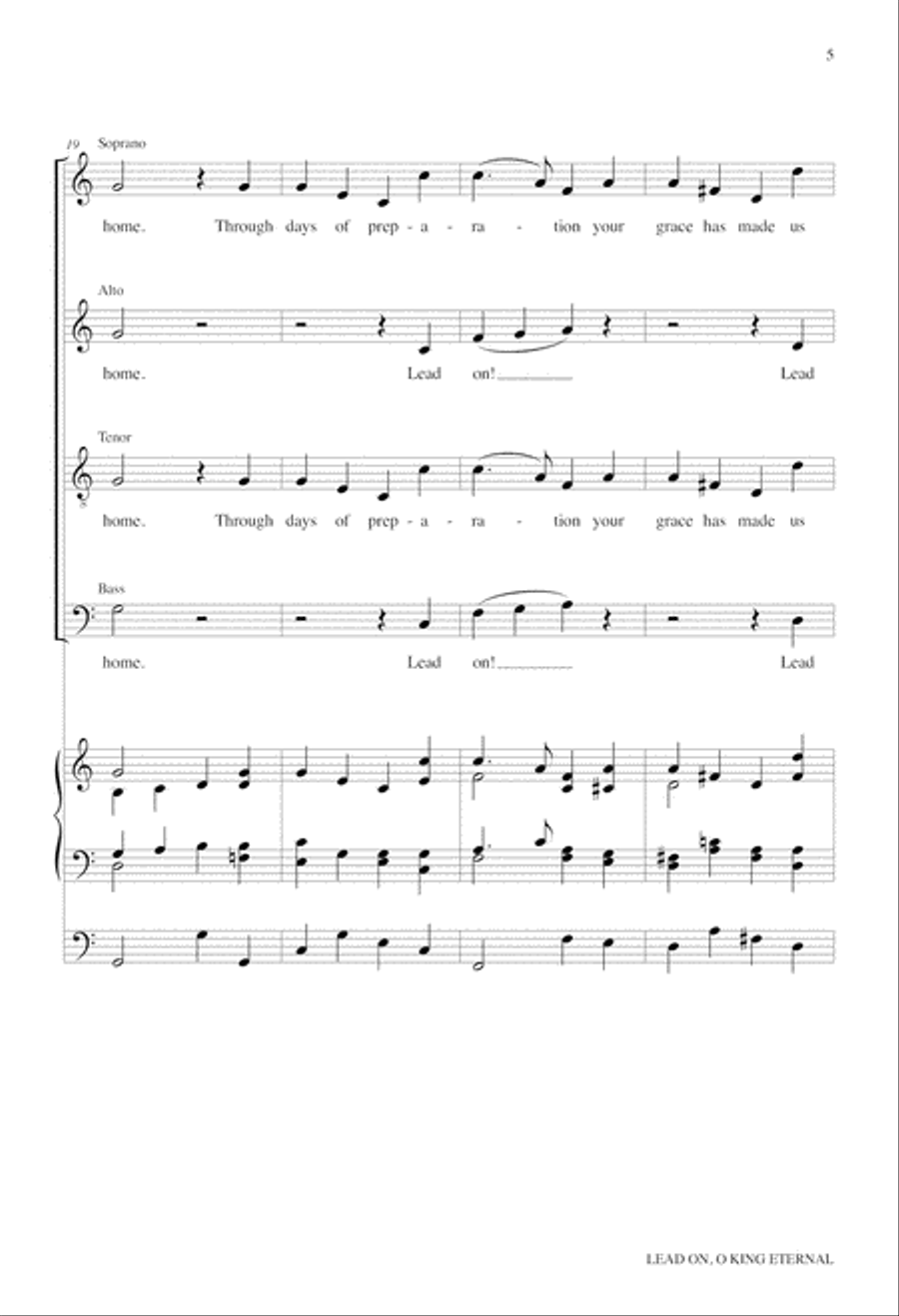 Lead on, O King Eternal 4-Part scores gallery preview page 5
