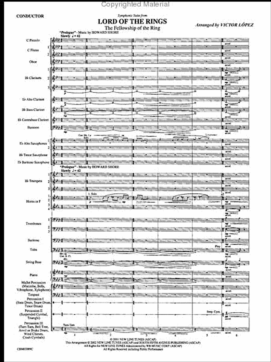 The Lord of the Rings: The Fellowship of the Ring, Symphonic Suite from Concert Band scores gallery preview page 3