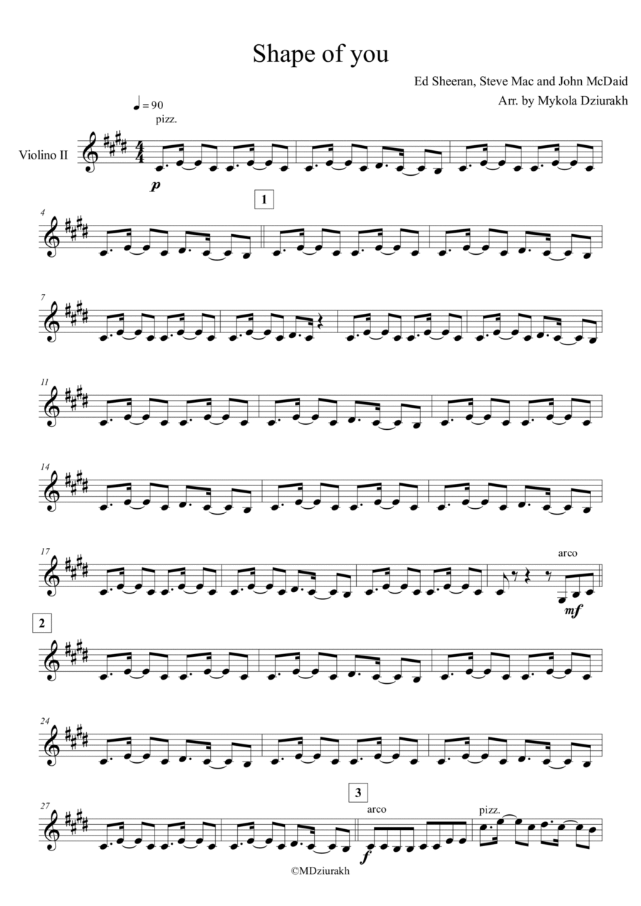 Shape Of You String Quartet scores gallery preview page 1