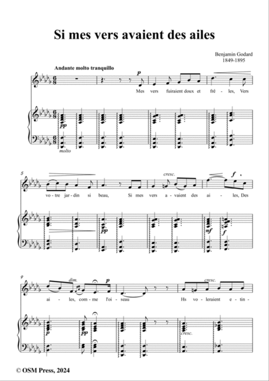 B. Godard-Si mes vers avaient des ailes(Could my songs their way be winging),in D flat Major Voice scores gallery preview page 2