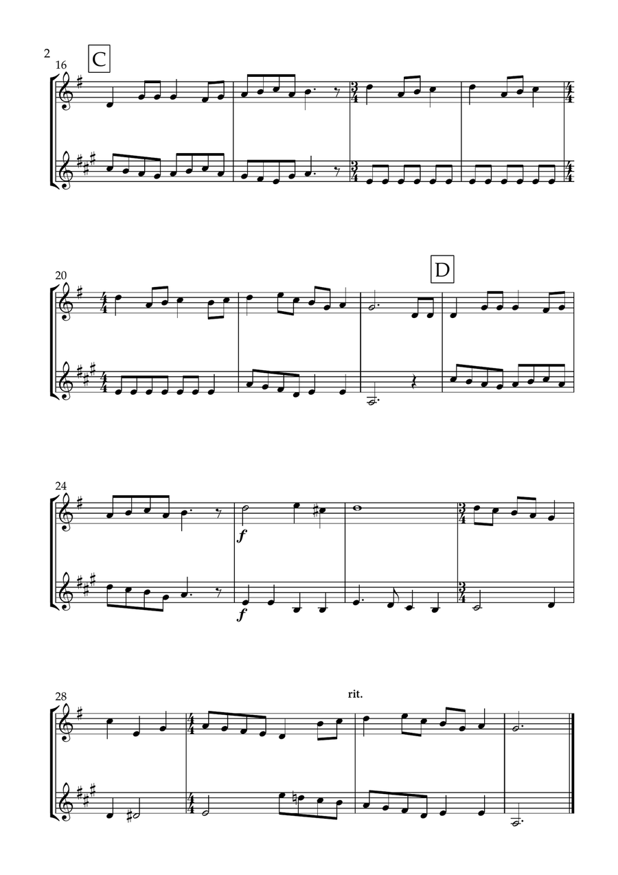 12 days of Christmas (Violin and Bass Clarinet) - Christmas Carol Bass Clarinet scores gallery preview page 2