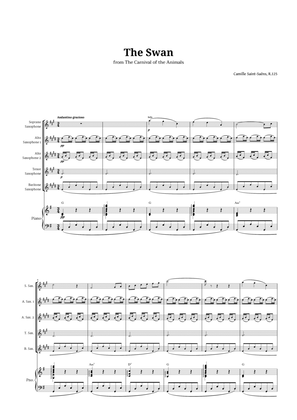 Book cover for The Swan by Saint-Saëns for Sax Quintet and Piano with Chords