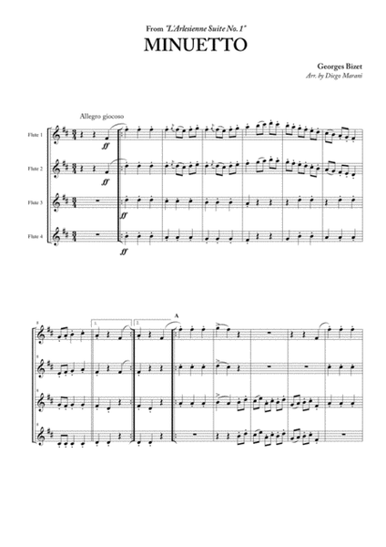 Minuetto from "L'Arlesienne Suite No. 1" for Flute Quartet image number null
