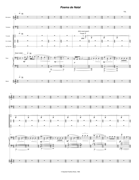 Poema de Natal (1996) for mezzo-soprano, clarinet, trombone, piano and percussion image number null