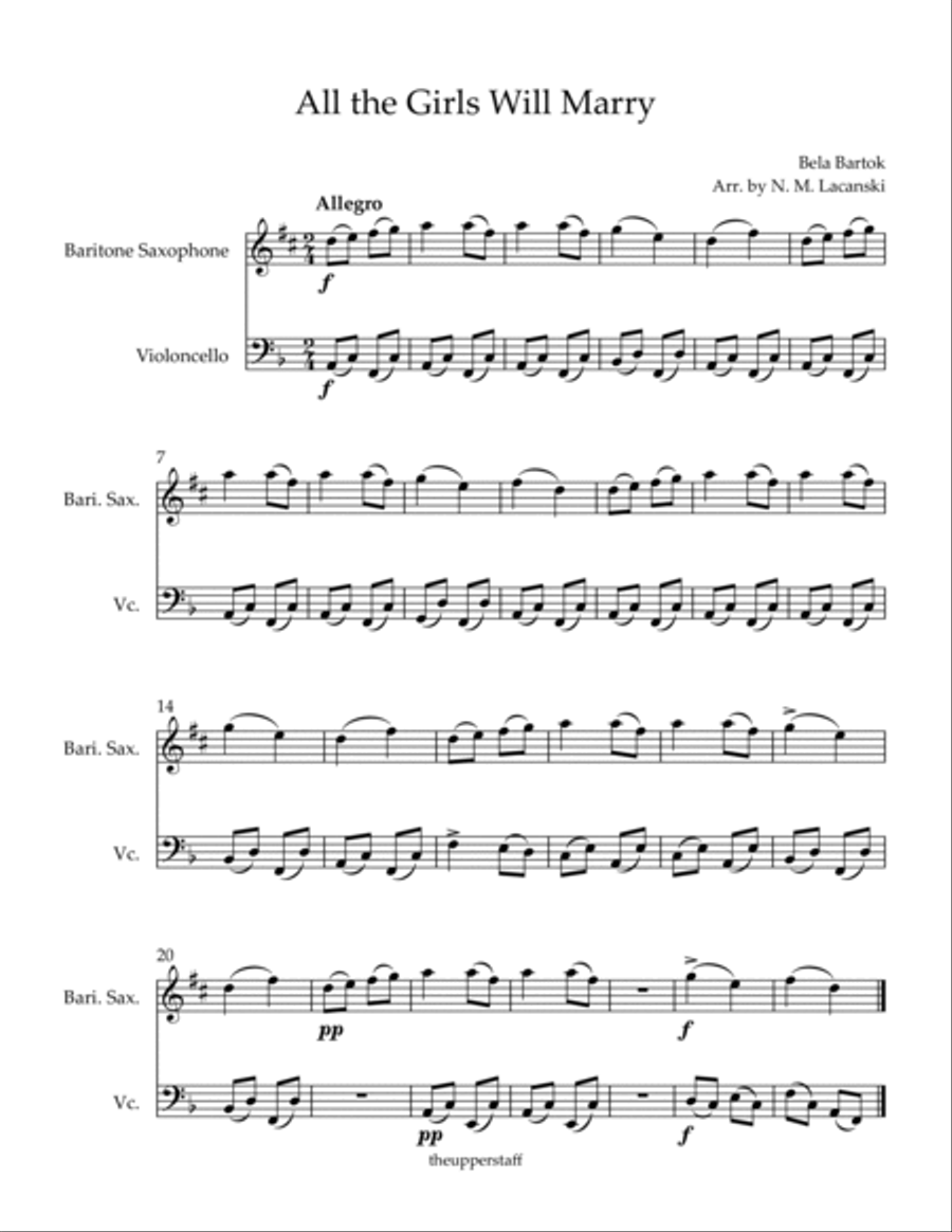 All the Girls Will Marry Baritone Saxophone scores gallery preview page 2
