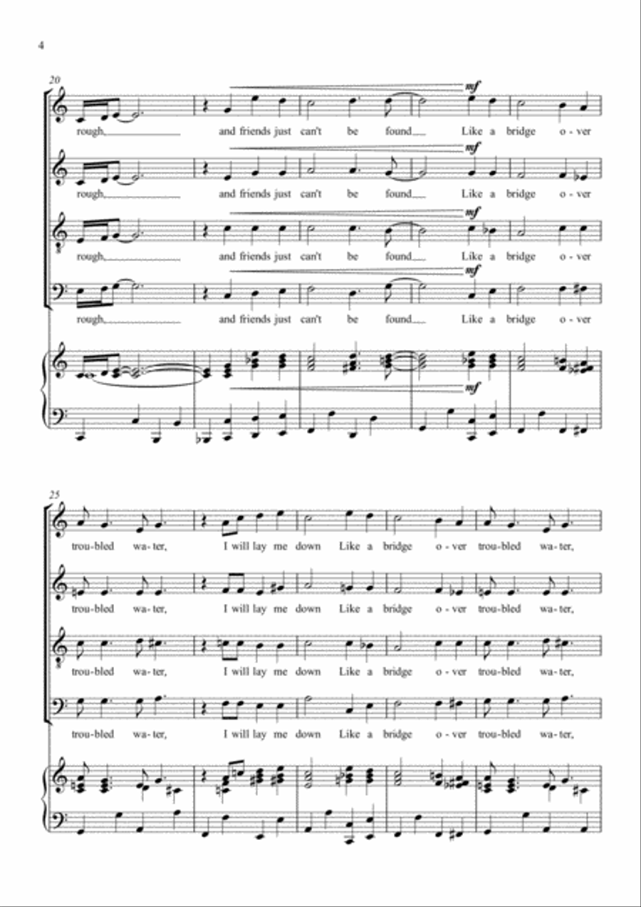 Bridge Over Troubled Water 4-Part scores gallery preview page 4
