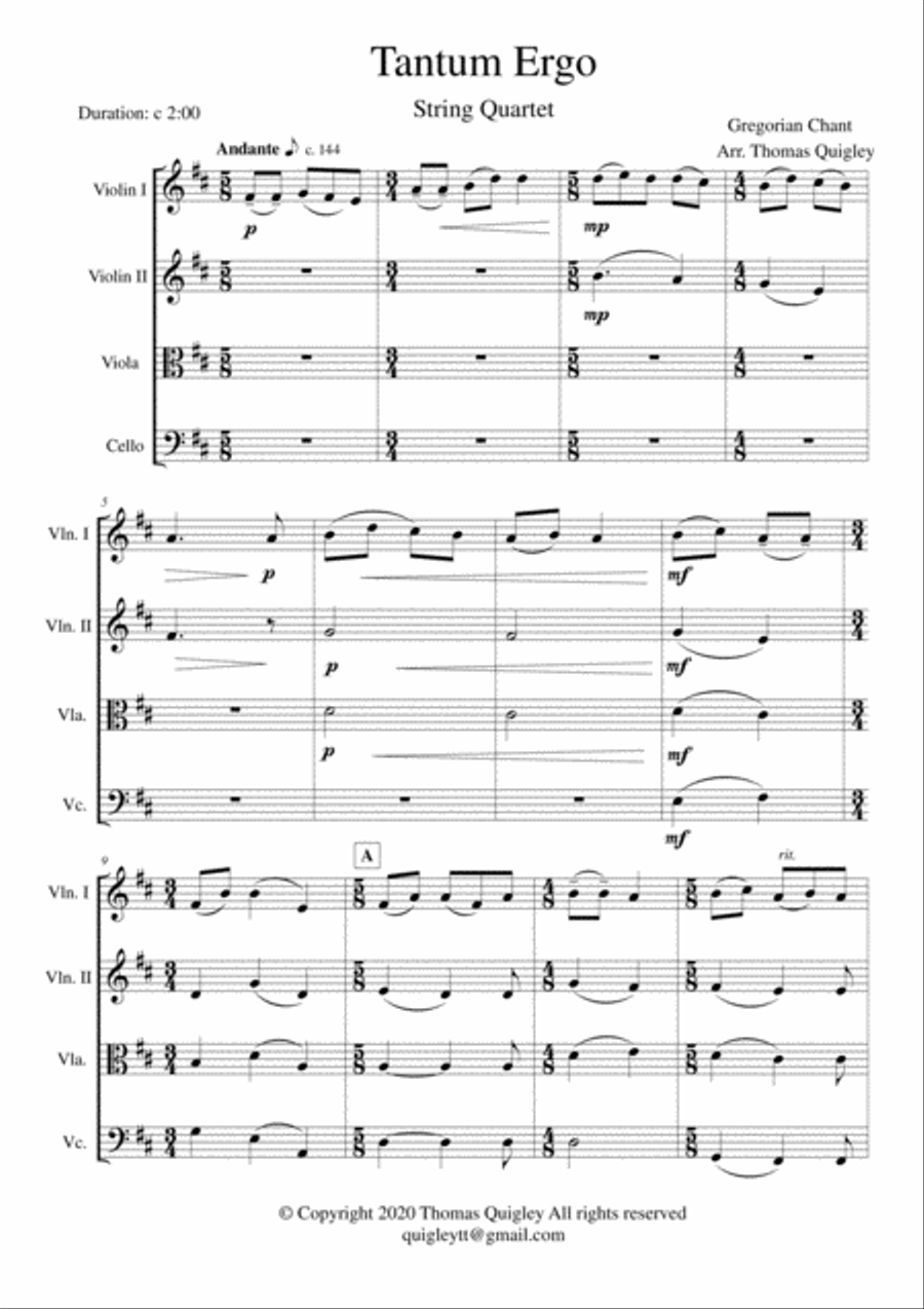 Tantum Ergo Tantum Ergo String Quartet scores gallery preview page 2