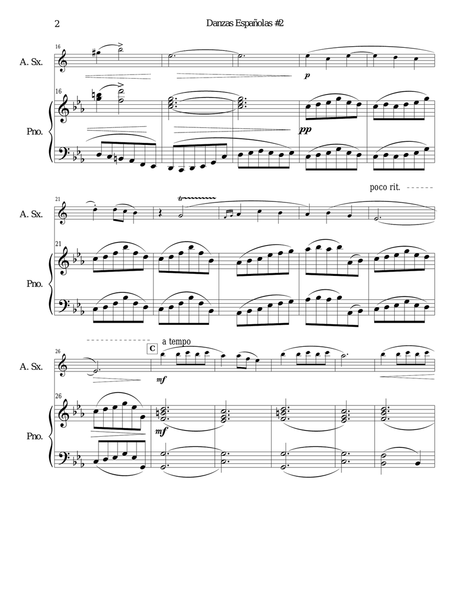 Oriental by Granados for alto sax and piano Alto Saxophone scores gallery preview page 2