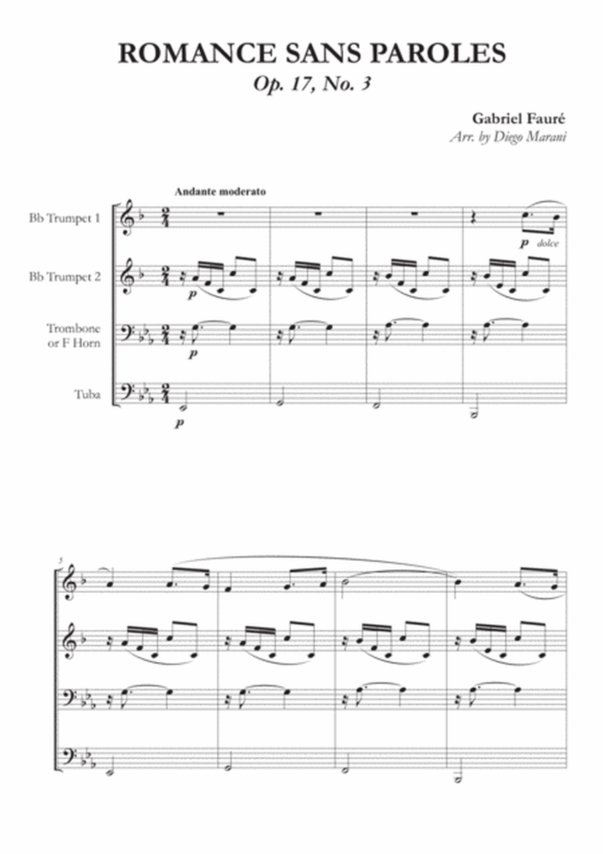 Romances Sans Paroles Op. 17, No. 3 for Brass Quartet image number null