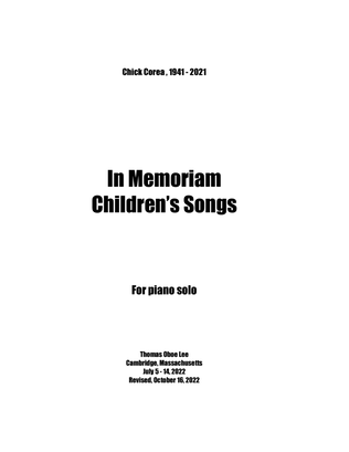 Book cover for In Memoriam ... Children's Songs (2022)