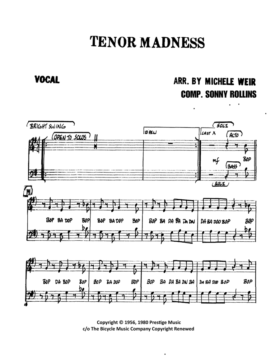 Tenor Madness 4-Part scores gallery preview page 1