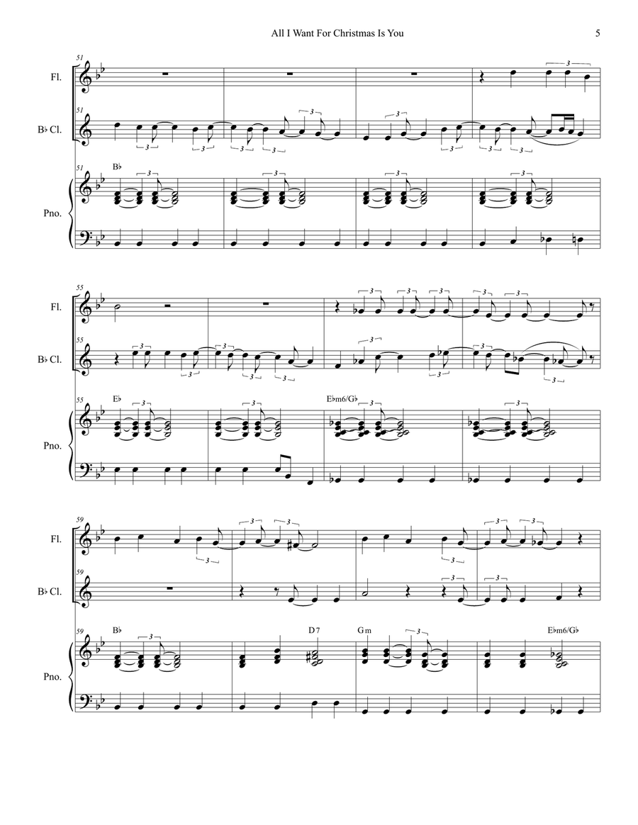 All I Want For Christmas Is You Woodwind Duet scores gallery preview page 5
