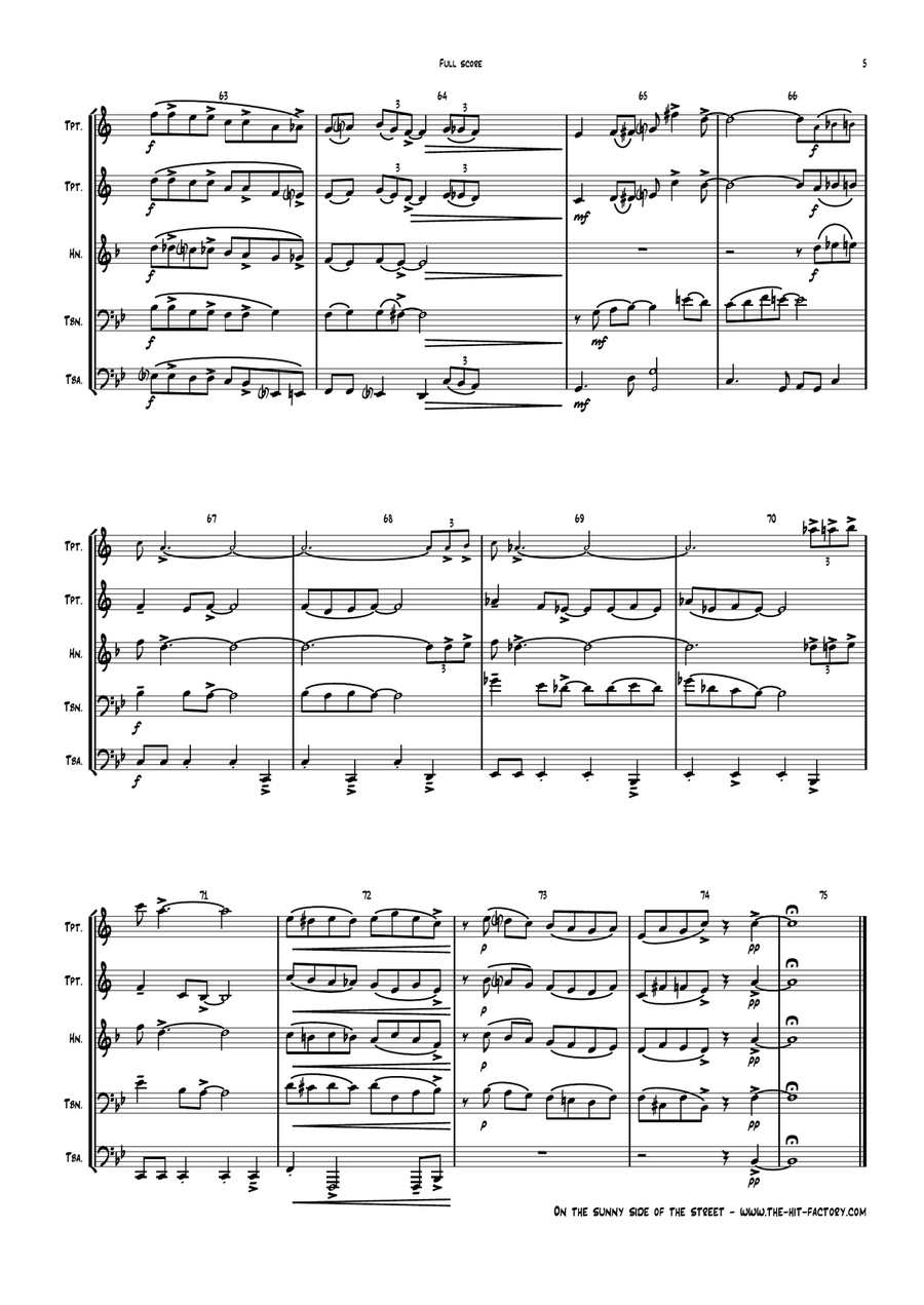 On The Sunny Side Of The Street Brass Ensemble scores gallery preview page 5