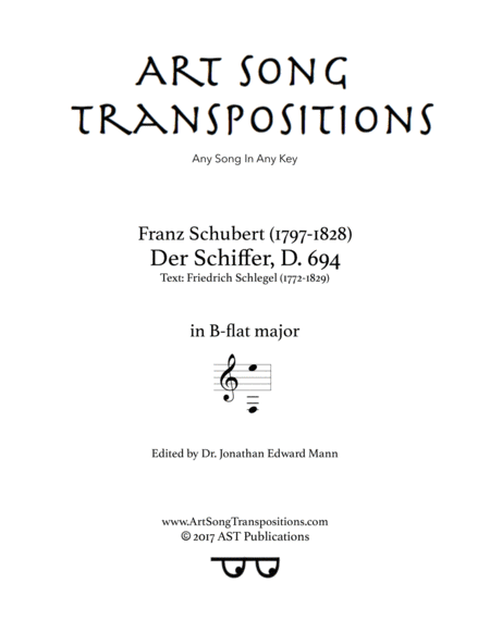 SCHUBERT: Der Schiffer, D. 694 (transposed to B-flat major)