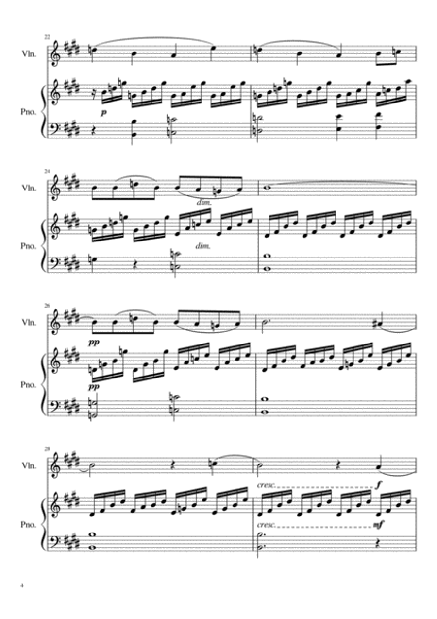 Mendelssohn Songs Without Words Op. 19 No. 1 for Violin and Piano Violin Solo scores gallery preview page 4