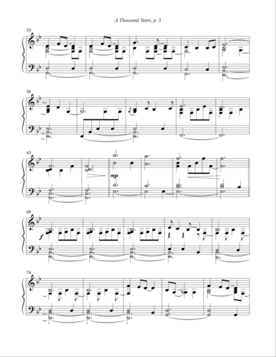 A Thousand Years Piano Solo scores gallery preview page 3