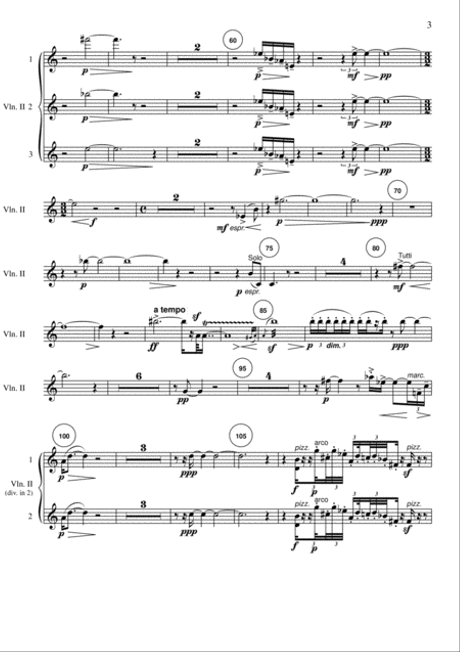 Stefano Maria Torchio: En Archè en o Logos - Violin 2 part Chamber Orchestra scores gallery preview page 3