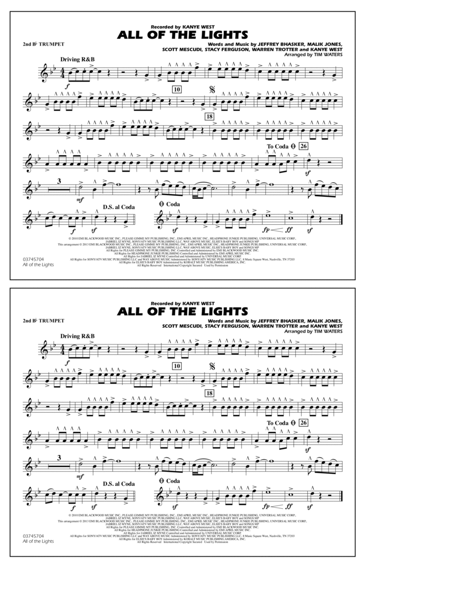 All Of The Lights - 2nd Bb Trumpet Marching Band scores gallery preview page 1