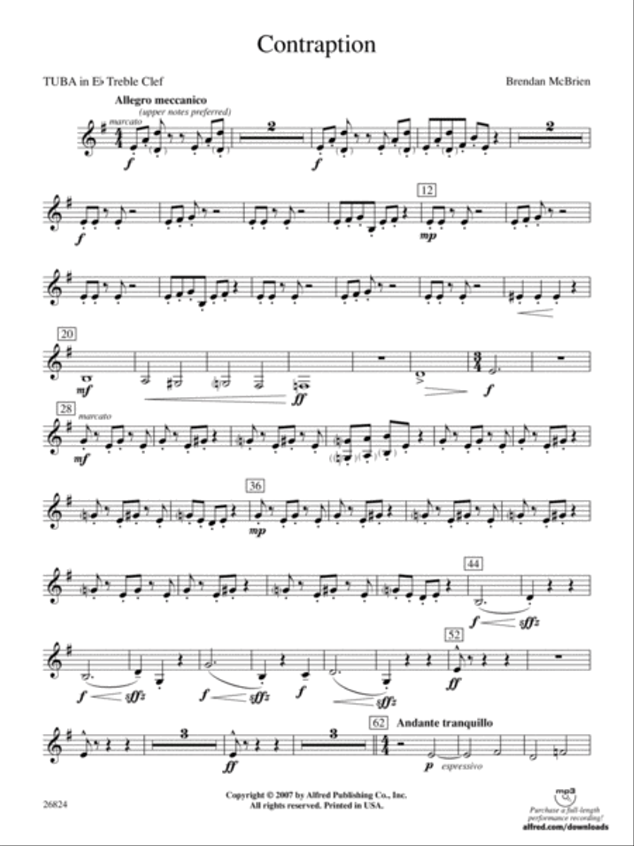 Contraption: (World Part) E-flat Tuba T.C. Concert Band scores gallery preview page 1