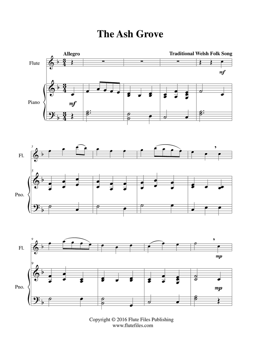 The Ash Grove - Flute Solo Chamber Music scores gallery preview page 3