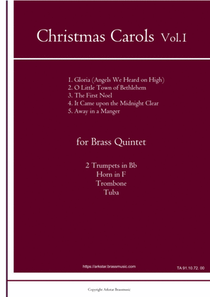 Book cover for Christmas Carols for Brass Quintet Vol.1 (5 Christmas Carols)