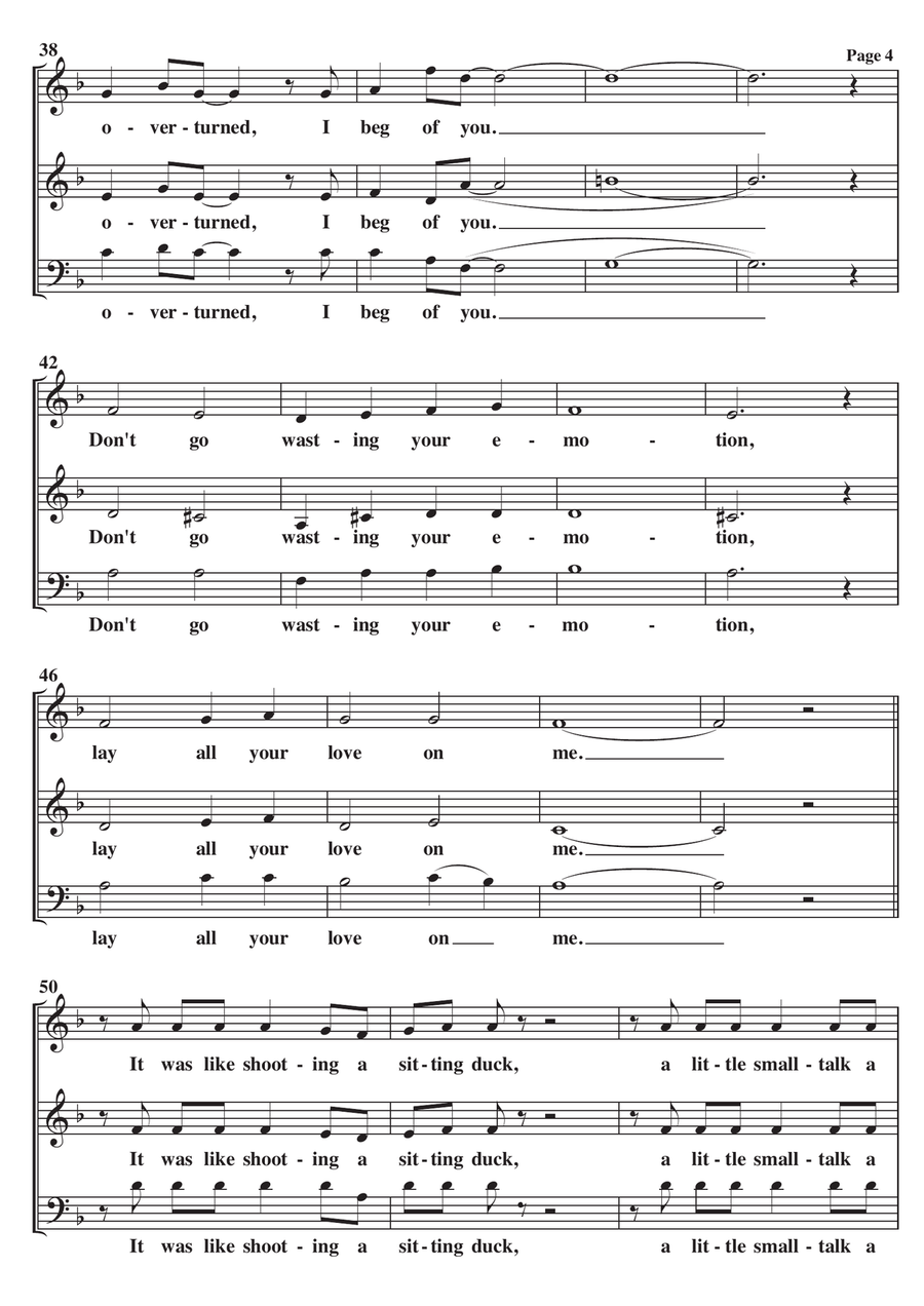 Lay All Your Love On Me 3-Part scores gallery preview page 4