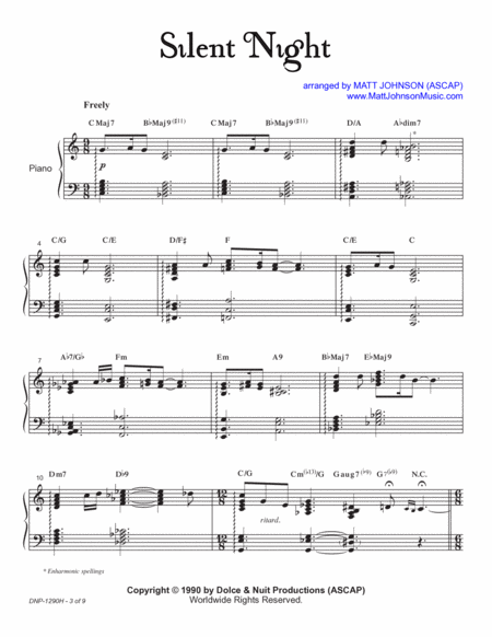 Silent Night ~ solo handbells, with piano accompaniment - REPRODUCIBLE image number null