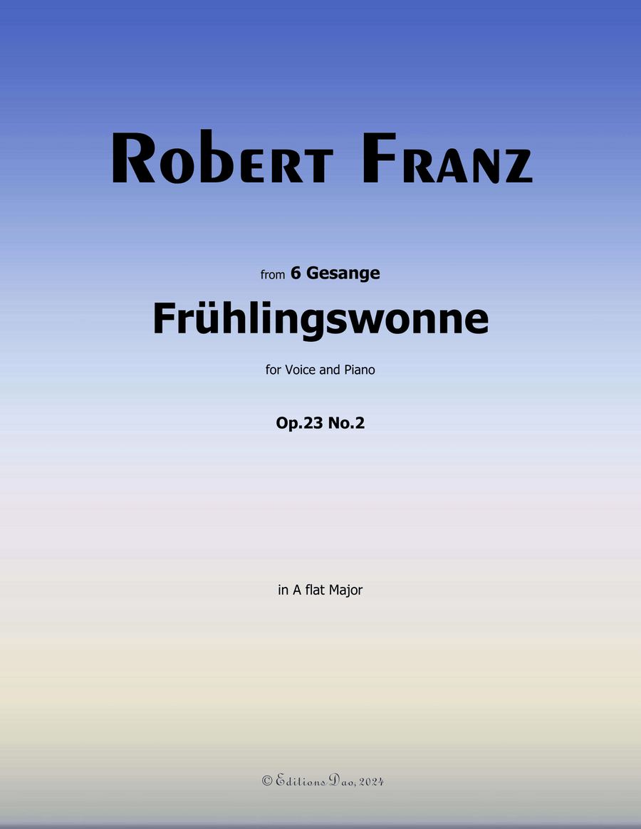 Fruhlingswonne, by Robert Franz, in A flat Major Voice scores gallery preview page 1