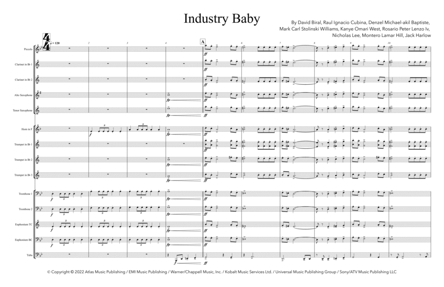 Industry Baby Industry Baby Marching Band scores gallery preview page 1