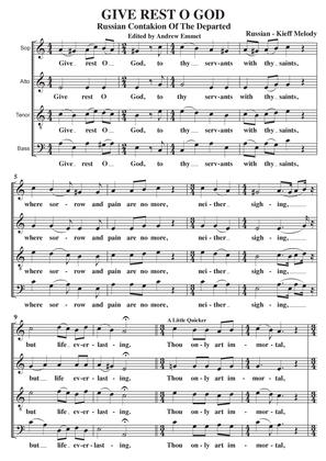 Give Rest O God (Russian Contakion Of The Departed) A Cappella SATB