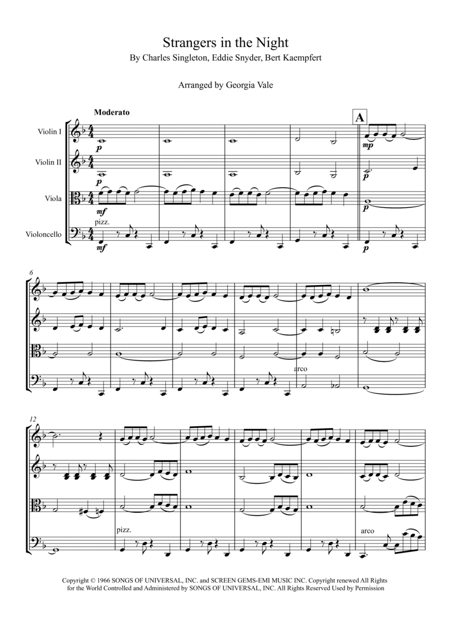 Strangers In The Night Strangers In The Night String Quartet scores gallery preview page 1