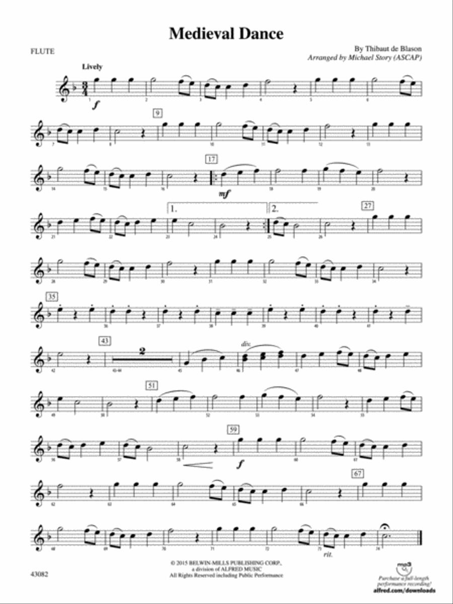 Medieval Dance: Flute Concert Band scores gallery preview page 1