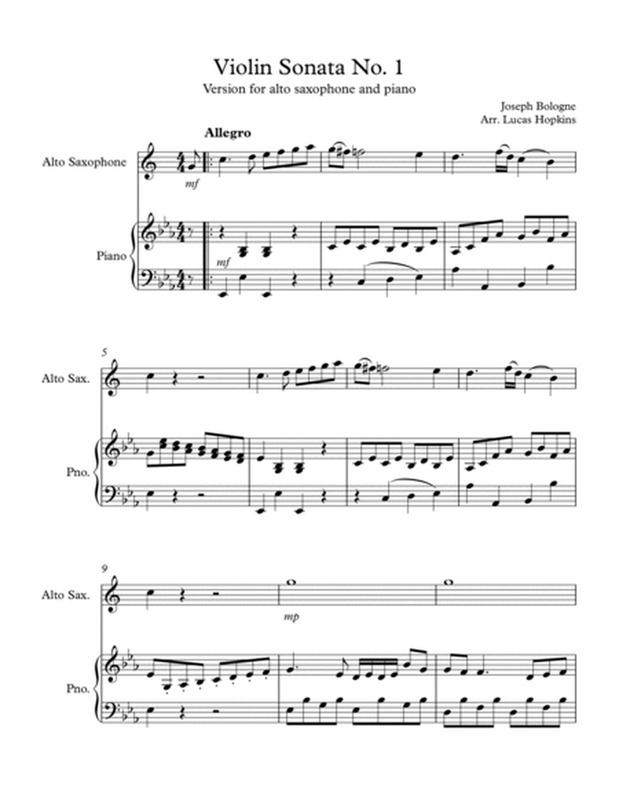 Bologne - Violin Sonata No. 1 (for saxophone) image number null