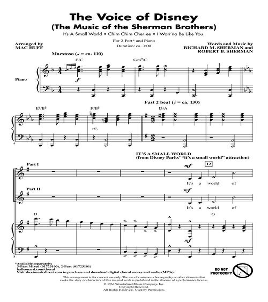 The Voice of Disney (The Music of the Sherman Brothers) 2-Part scores gallery preview page 3