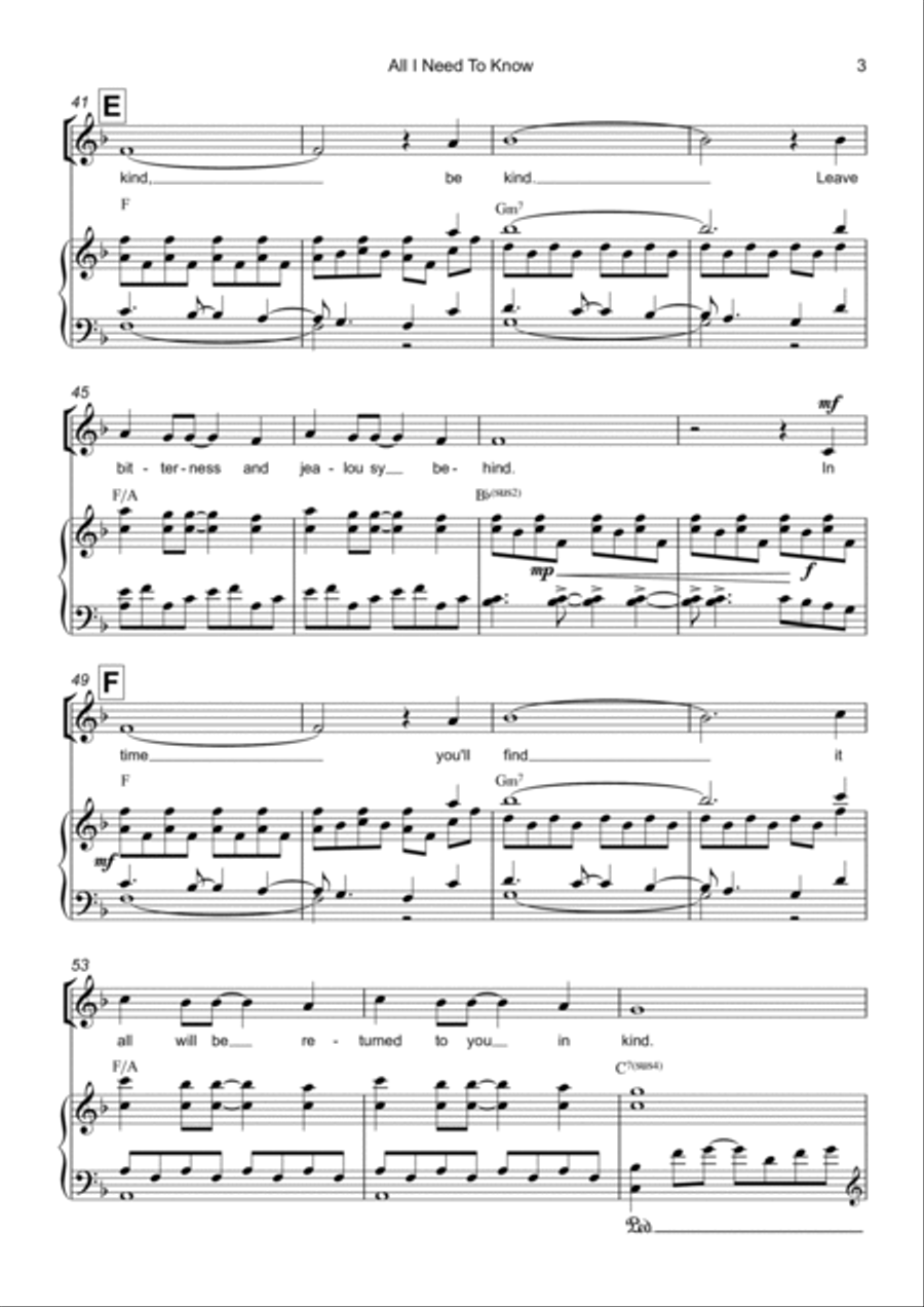 All I Need To Know (Be Kind) SSA scores gallery preview page 3