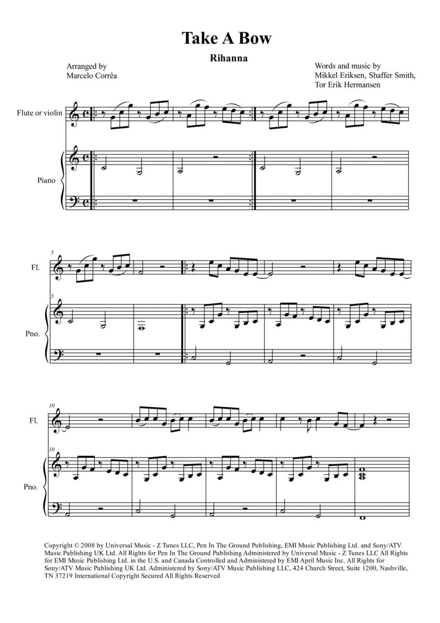 Take A Bow Voice scores gallery preview page 1