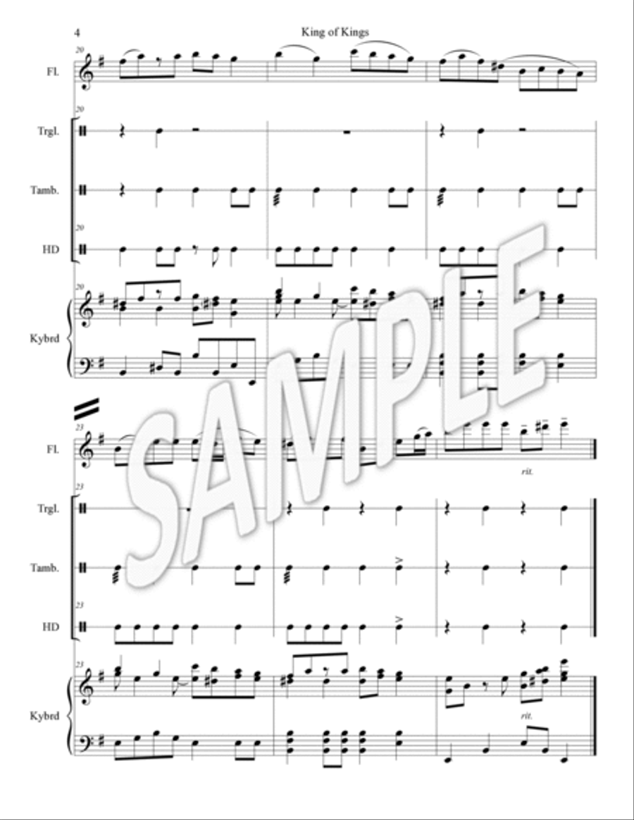 King of kings (keyboard accompaniment with optional flute and percussion) Flute scores gallery preview page 4