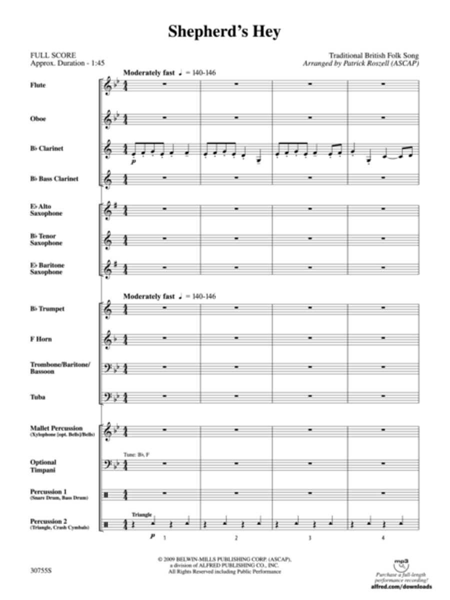 Shepherd's Hey Shepherd's Hey Concert Band scores gallery preview page 2