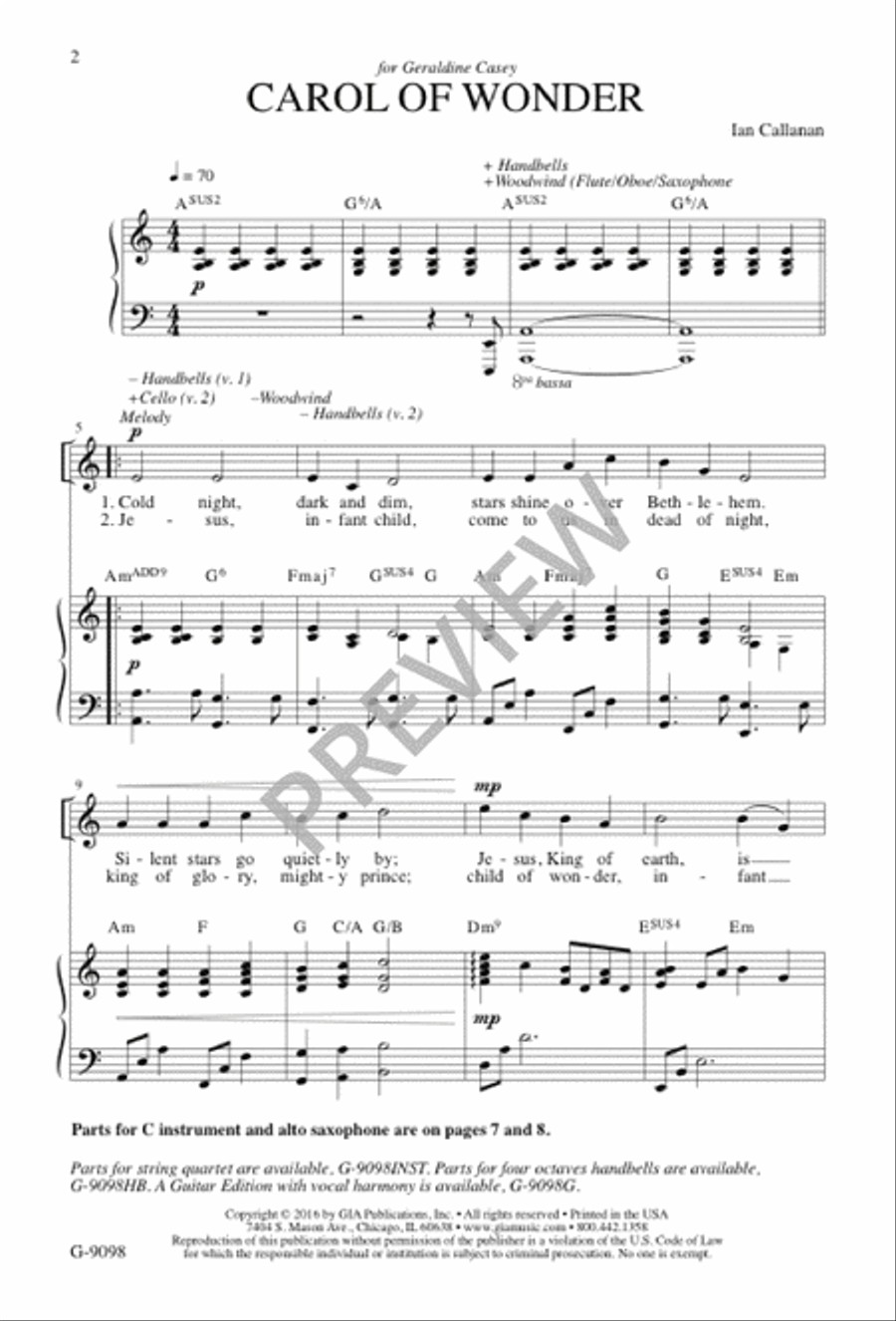 Carol of Wonder Carol of Wonder 4-Part scores gallery preview page 2